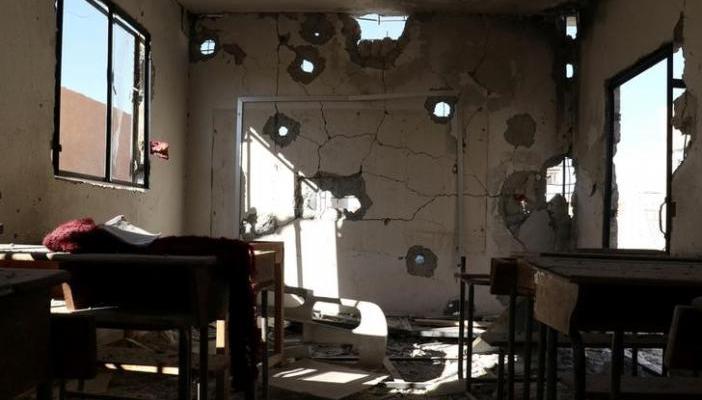 A damaged classroom is pictured after shelling in the rebel held town of Hass, south of Idlib province, Syria October 26, 2016. REUTERS/Ammar Abdullah